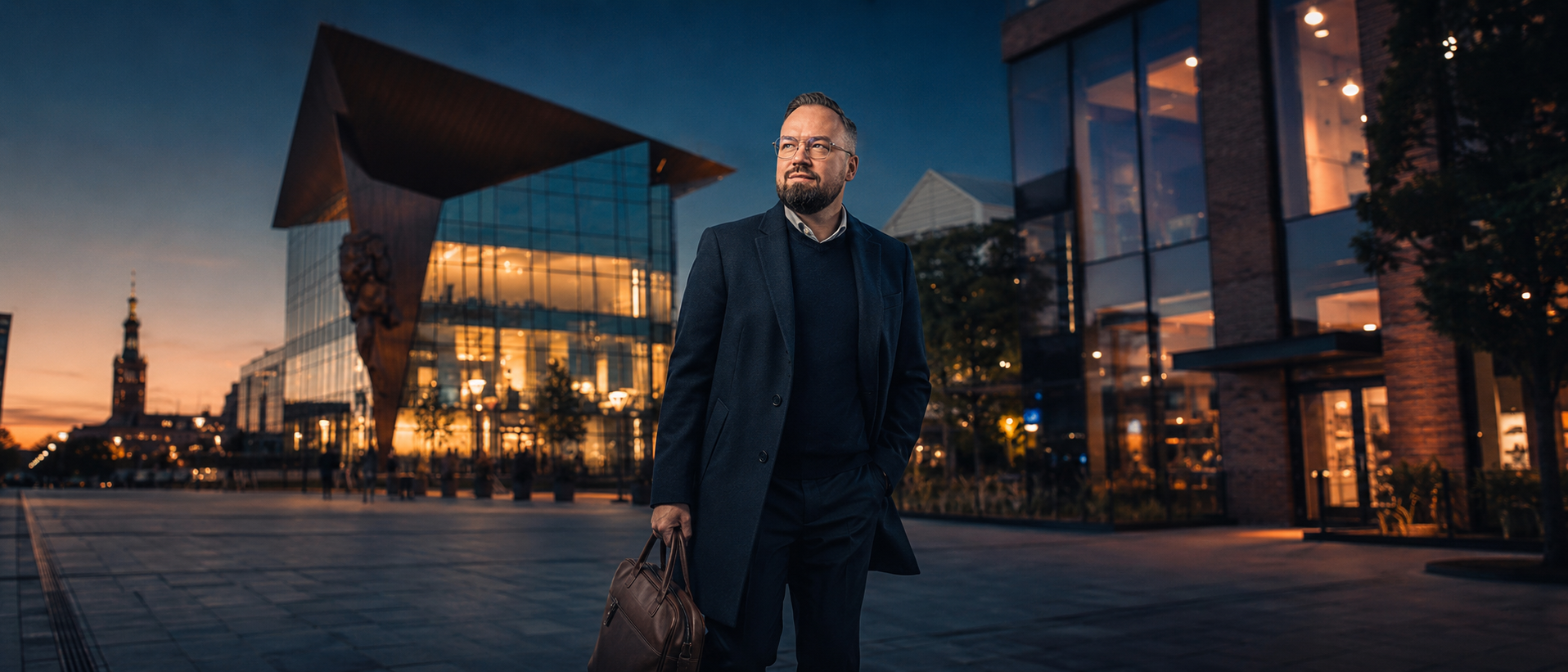 Kamil Wojciechowski, wieczorny Gdańsk, Centrum Kultury Filharmonia